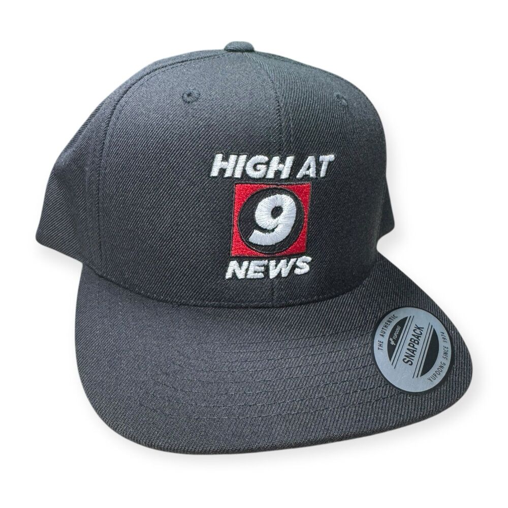 High at 9 News Hat Snapback Black Adjustable Cap‎